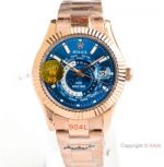 N9 Factory 904L Swiss 9001 Rolex DiW Sky Dweller Rose Gold Replica Watch Blue Dial
